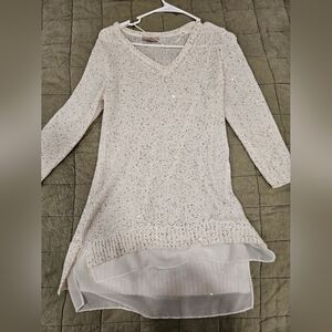 LOFT Sparkling White Knit Sweater